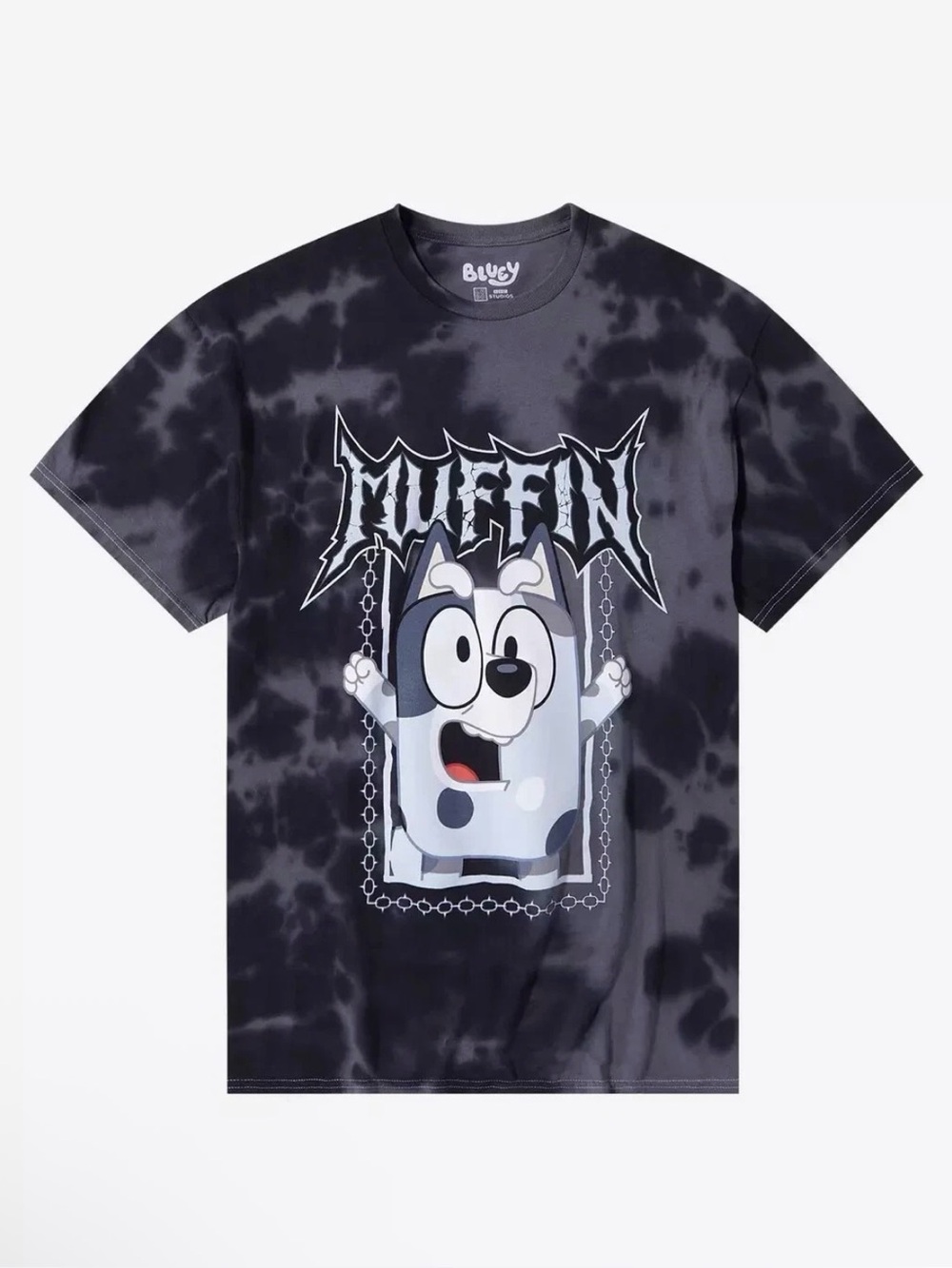 Bluey Muffin NWOT Metal Tie-Dye Cartoon T-Shirt New Hot Topic Adult Medium